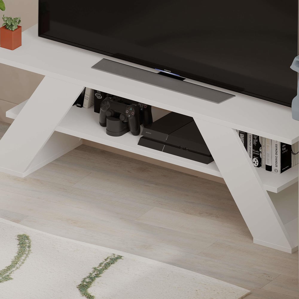 Decortie Farfalla Single Shelf White Modern TV Unit Image 6