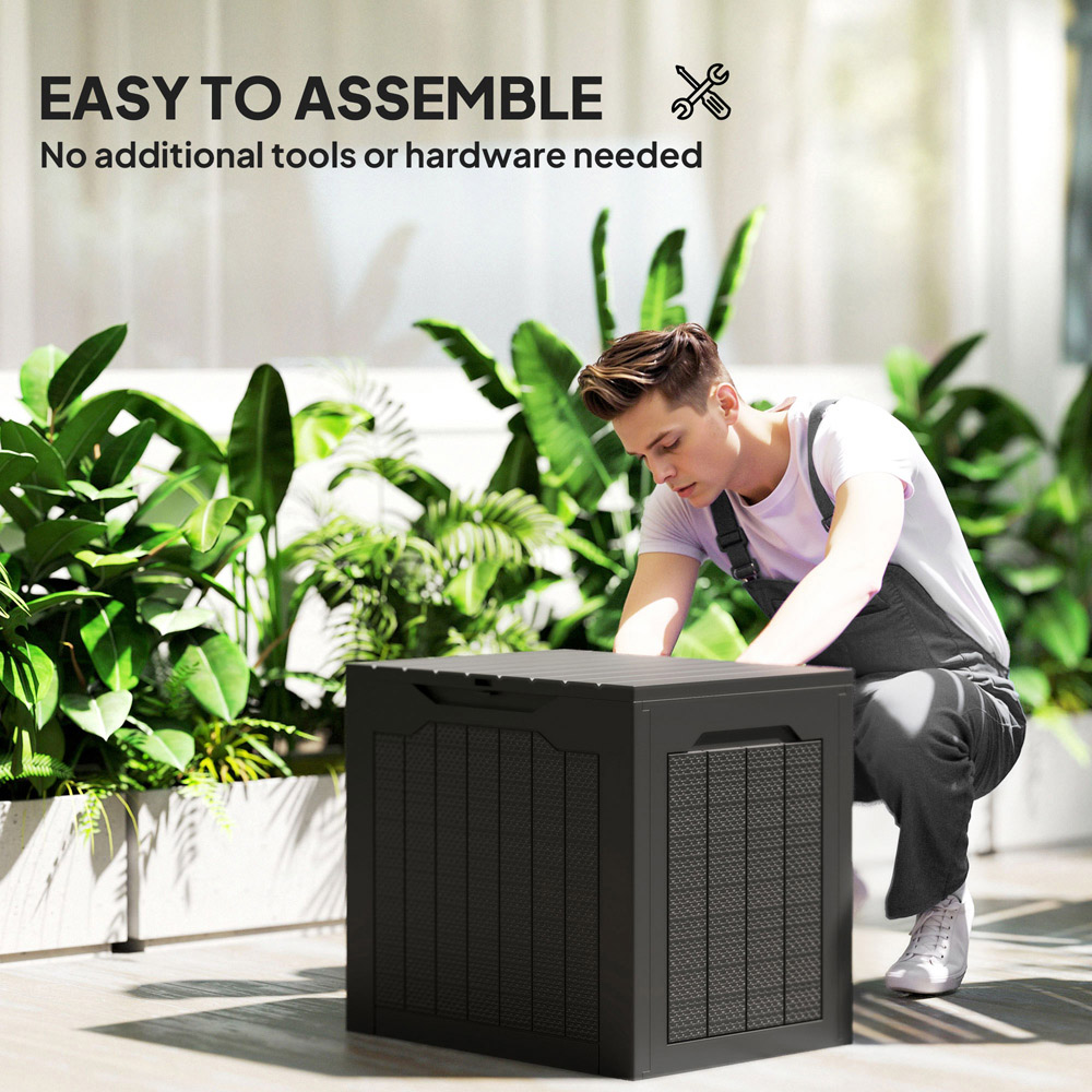 Outsunny 93L Black Plastic Garden Storage Box Image 8