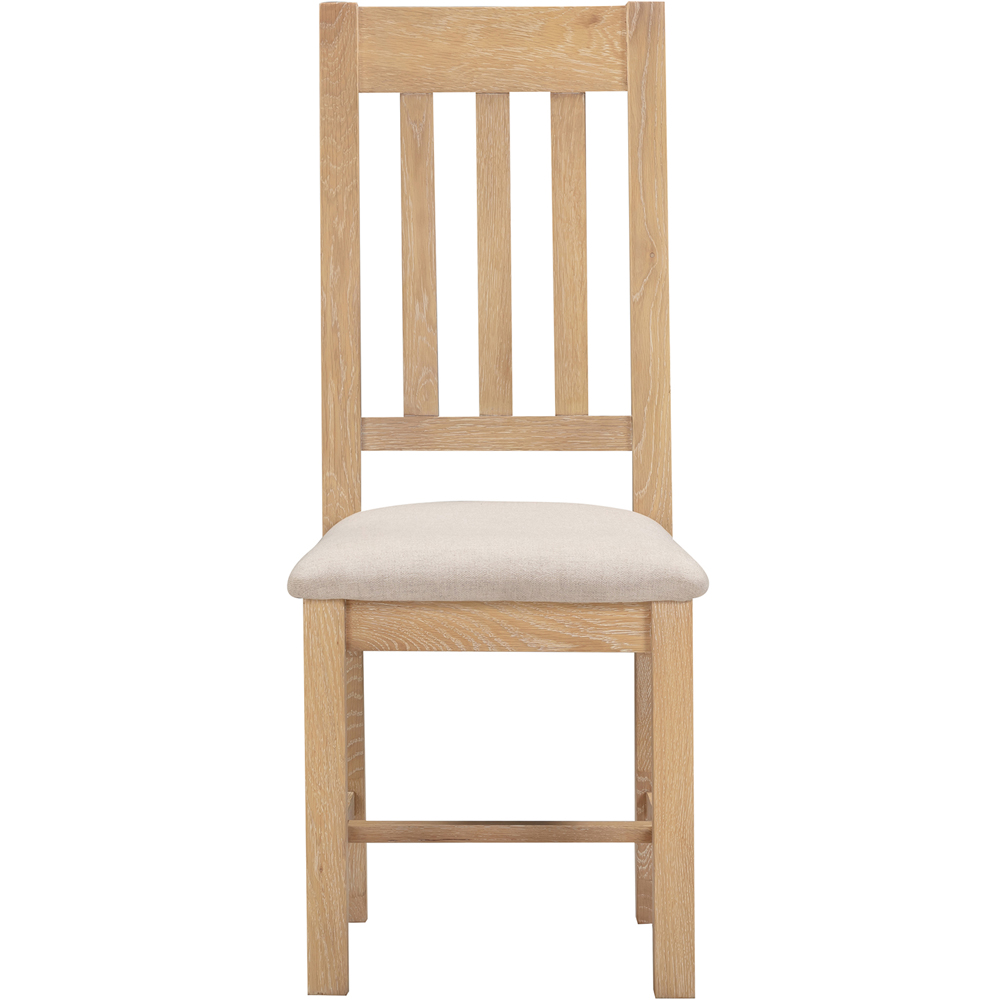 Seconique Windsor Sey of 2 Natural Oak and Oat Fabric Slatted Dining Chair Image 3