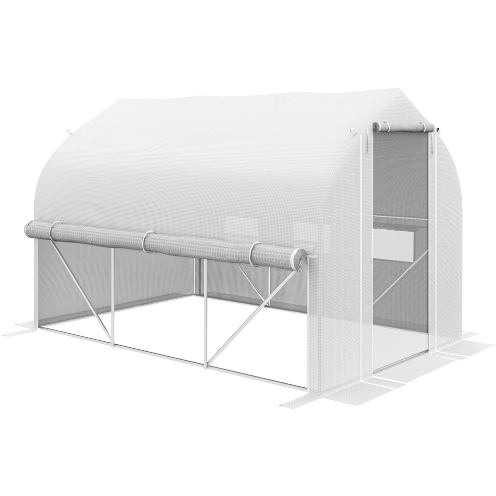Outsunny White Plastic 9.8 x 6.6ft Walk In Polytunnel Greenhouse Image 1