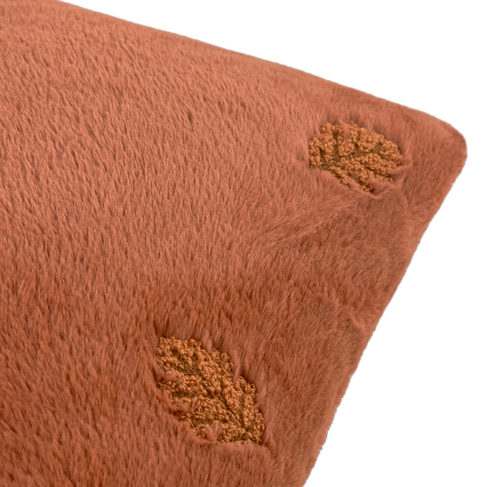 Furn Autumn Trail Embroidered Rust Faux Fur Cushion 45 x 45cm Image 3