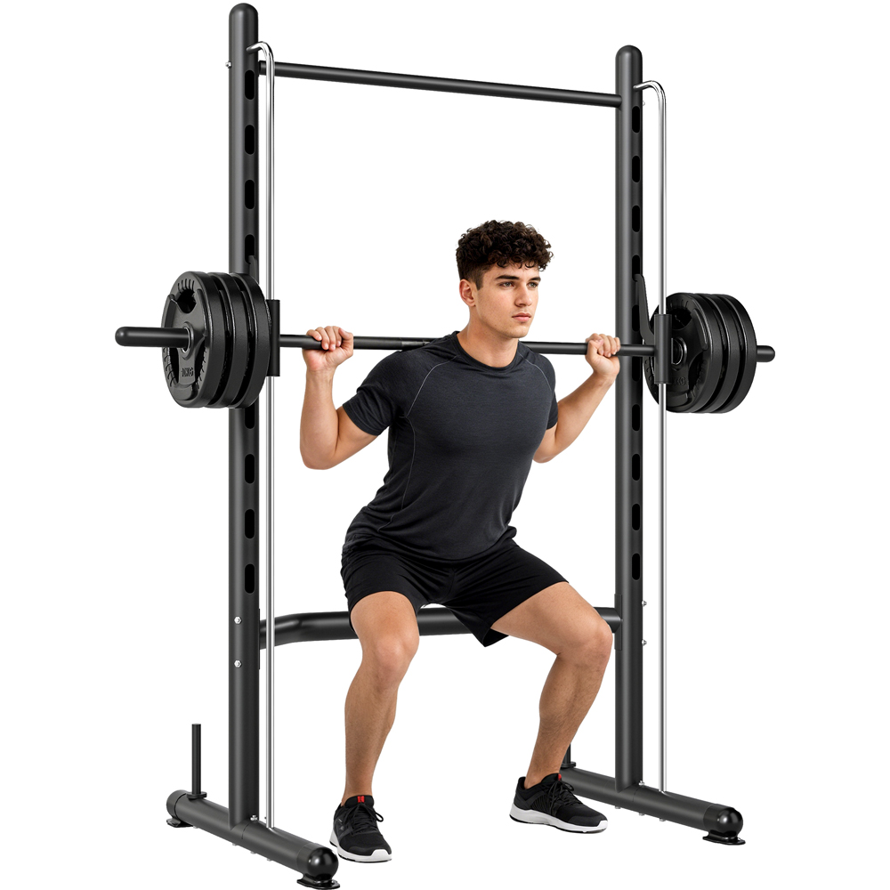 HOMCOM Adjustable Squat Rack with Pull Up Bar and Barbell Bar Image 3