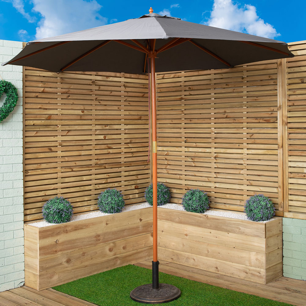 Samuel Alexander 4 Seater Wooden Square Foldable Dining Set with Grey Parasol and Base Image 7