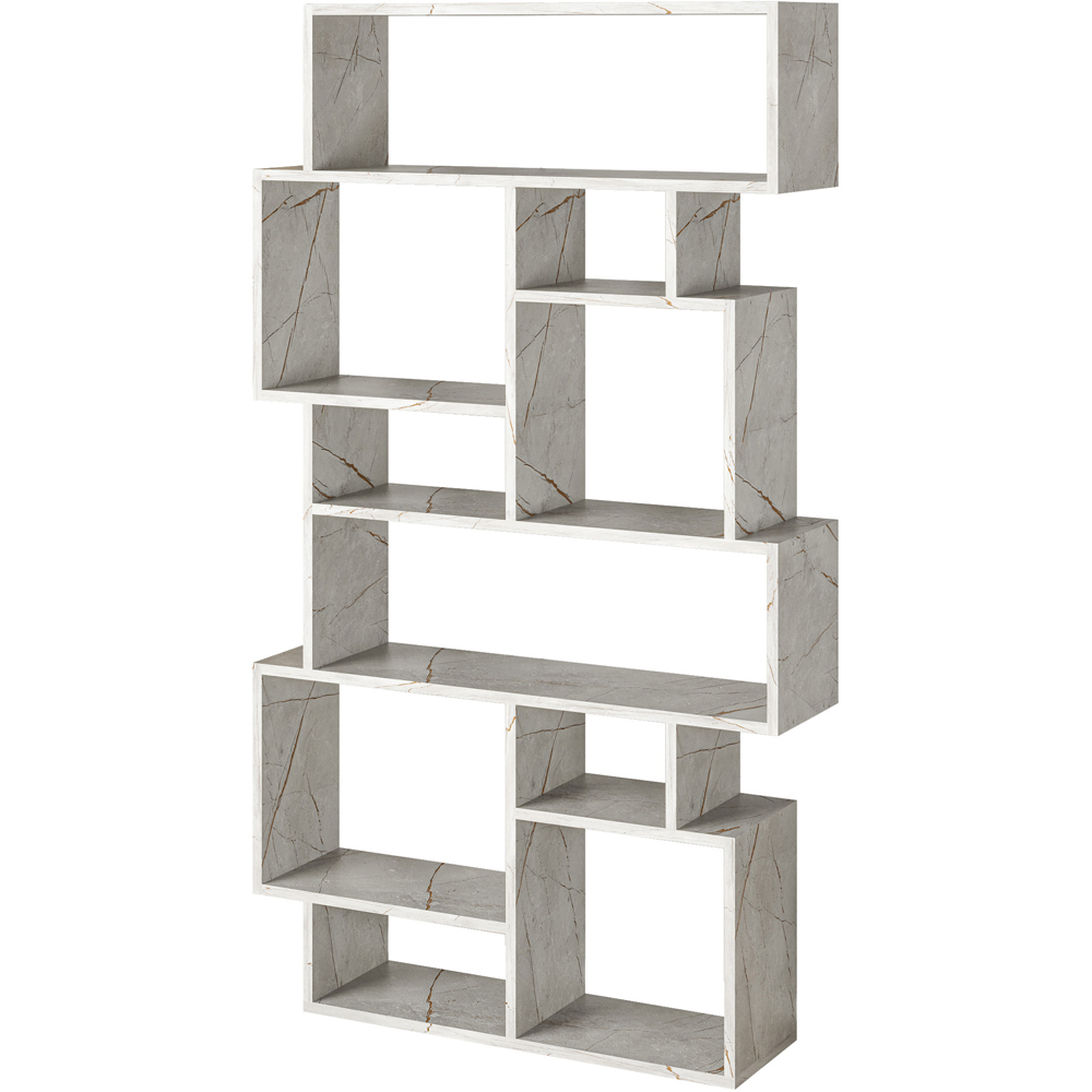 Decortie Karmato 10 Shelf Gold Marble Effect Asymmetric Tall Freestanding Bookcase Image 2