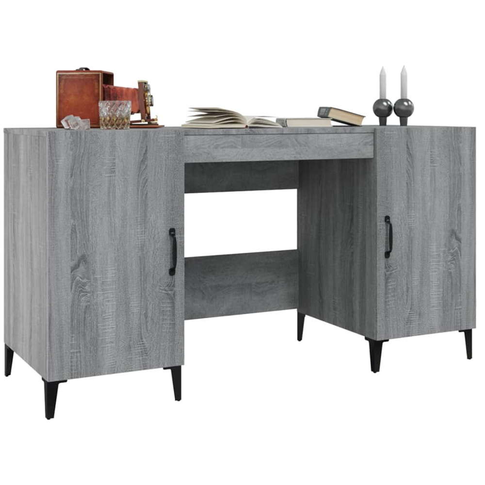 vidaXL Modern Large Desk Smoked Oak Image 4