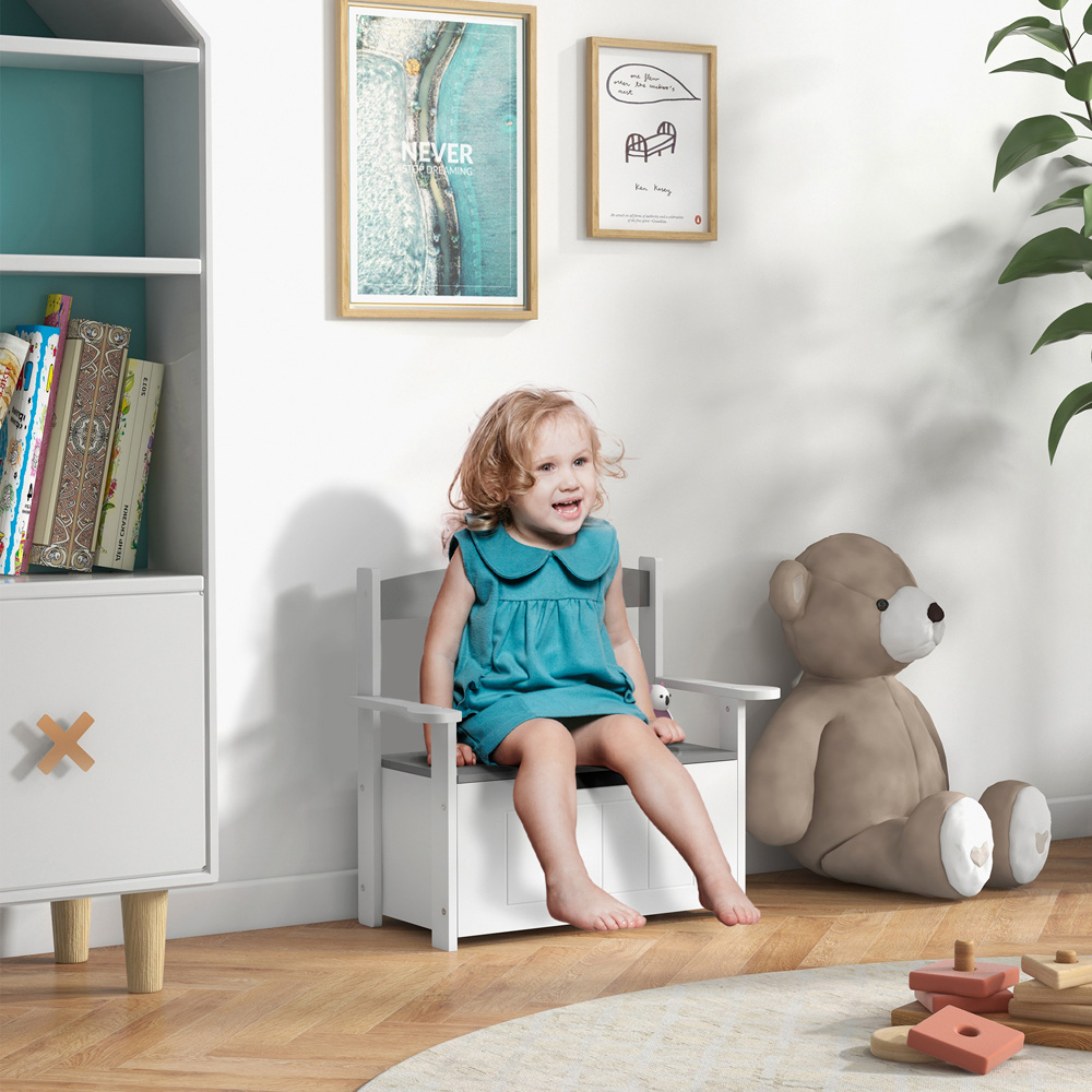 AIYAPLAY Grey Wooden Storage Bench Image 4
