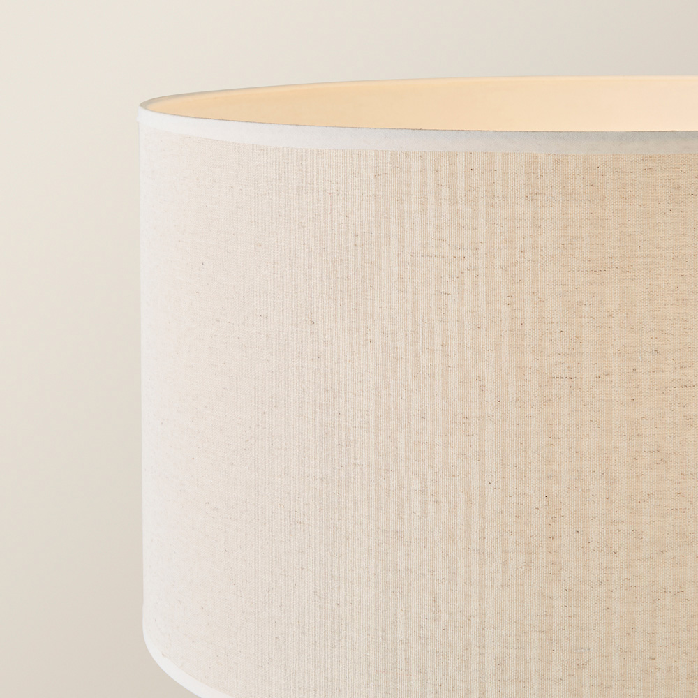 ValueLights Wakefield 2 Shelf White Edge Drum Shade Wooden LED Floor Lamp Image 3