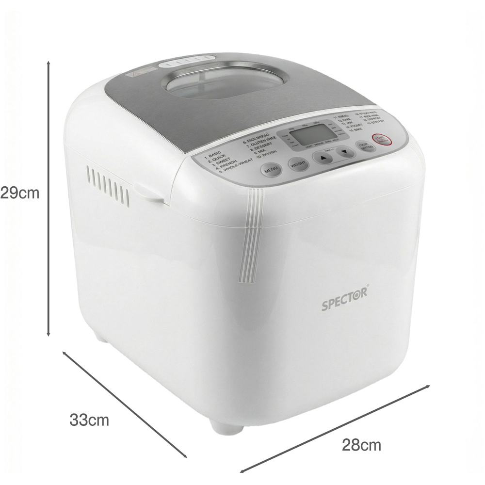 Spector BM2004-UK 19-in-1 Non-Stick Stainless Steel Automatic Bread Maker Machine 600W Image 9