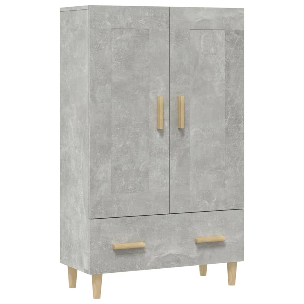 vidaXL 2 Door Single Drawer Concrete Grey Highboard with Wooden Handles Image 2