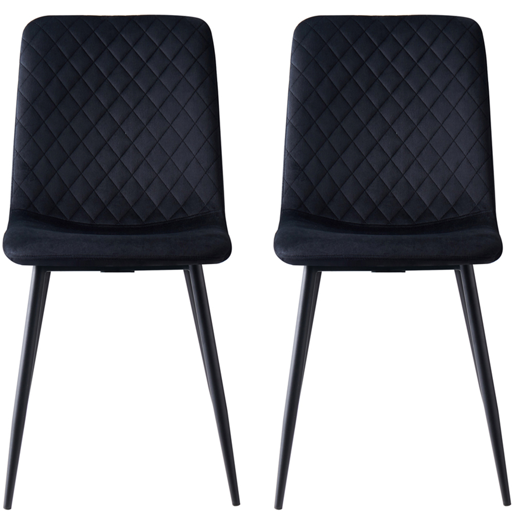 Lexi Set of 4 Black Velvet Fabric Dining Chairs Image 3
