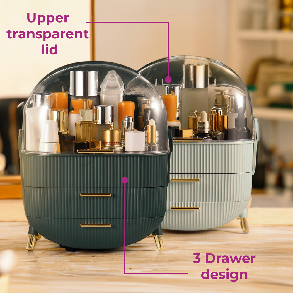 Neo 2 Drawer Mint Green Makeup Storage Organiser Image 6