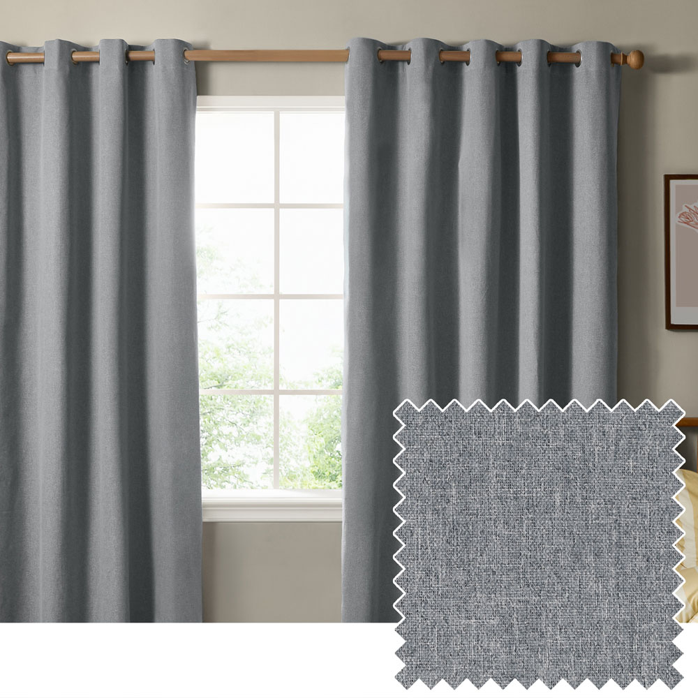Furn The Ultimate Denim Textured Woven Blackout Eyelet Curtains 229 x 183cm Image 2