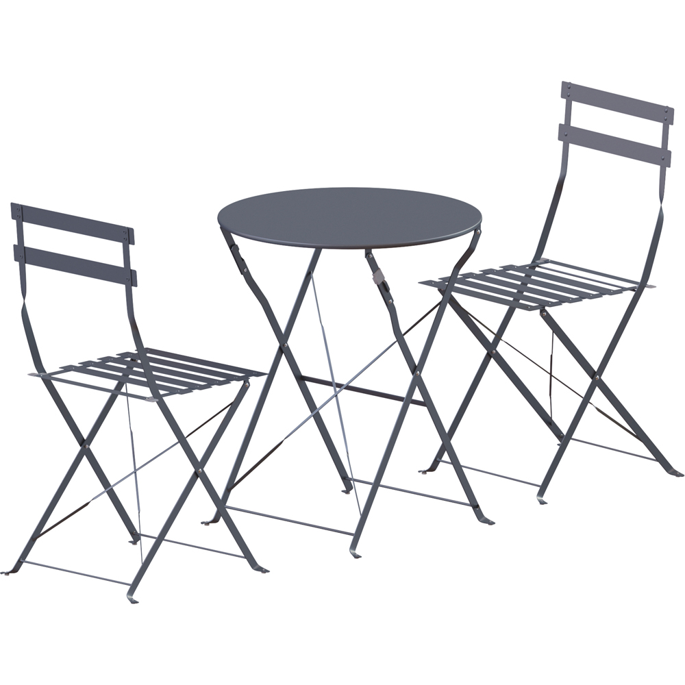GARDEN VIDA Porto Metal 2 Seater Bistro Set Dark Grey Image 2