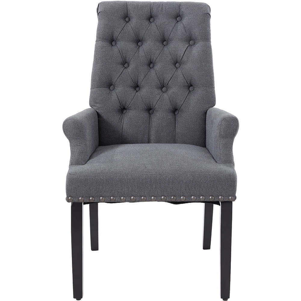 Living and Home Grey Vintage Nailhead Tufted Dining Chair Image 2
