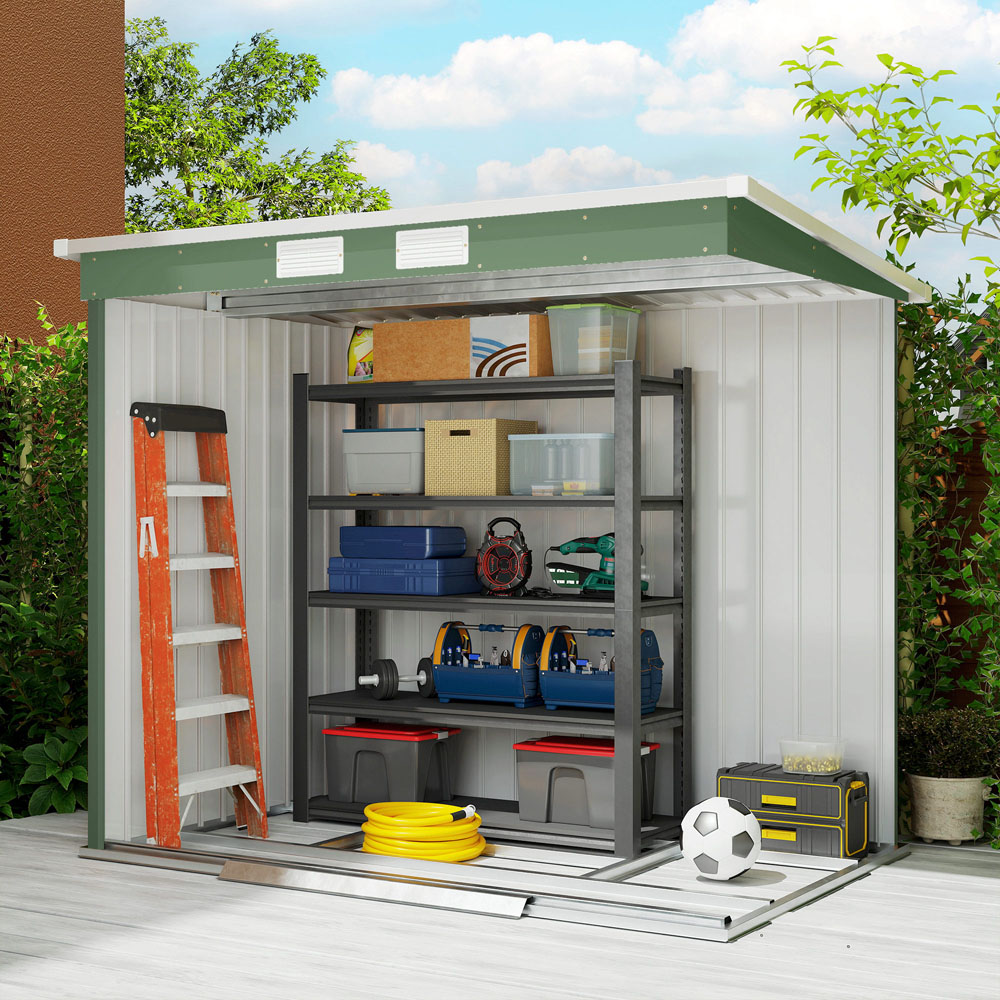 Outsunny 7 x 4ft Green Metal Pent Garden Shed Image 3