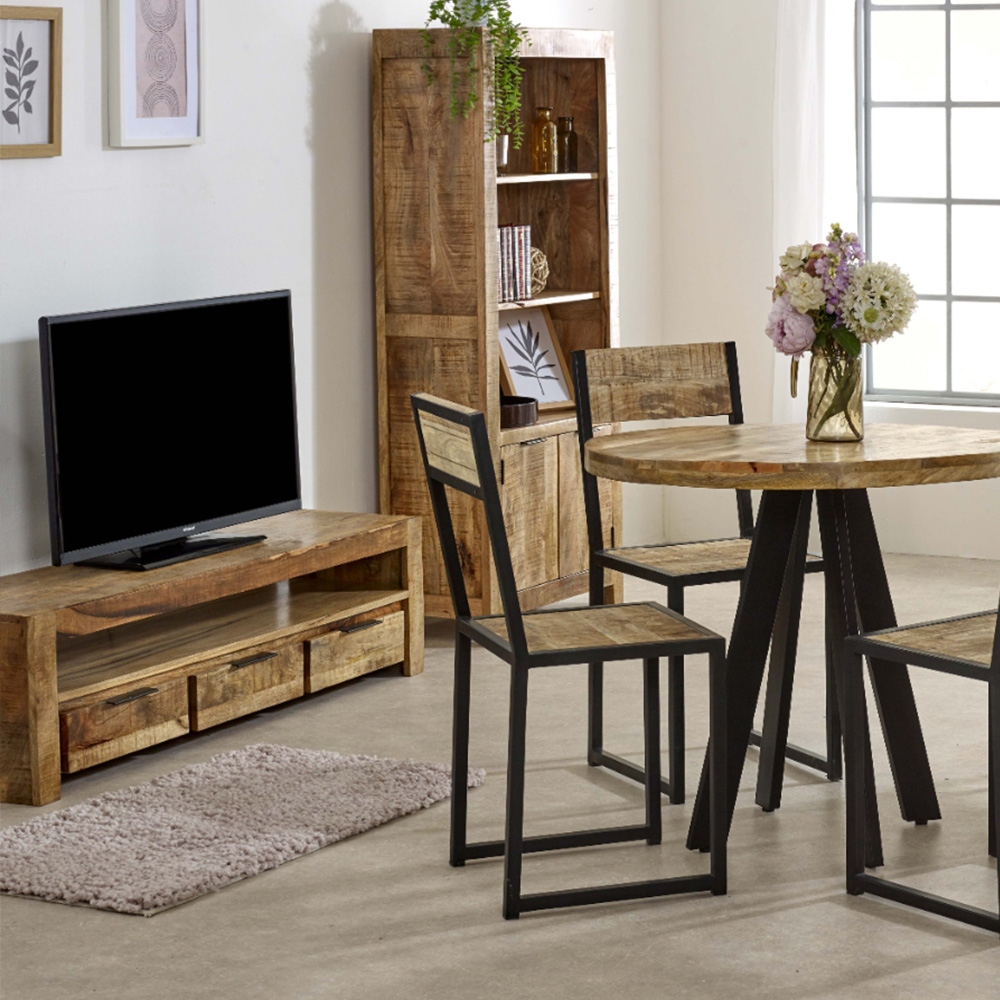 Brooklyn Surrey 3 Drawer Singe Shelf Solid Wood TV Unit Image 8