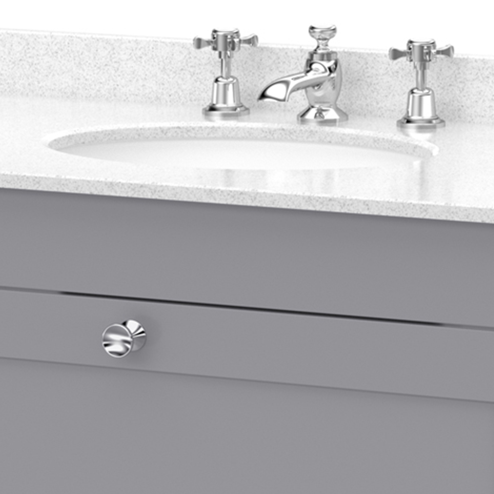 nuie Classique Single Drawer Satin Grey and White Wall Hung Unit and 3 Tap Hole Marble Basin 800mm Image 2