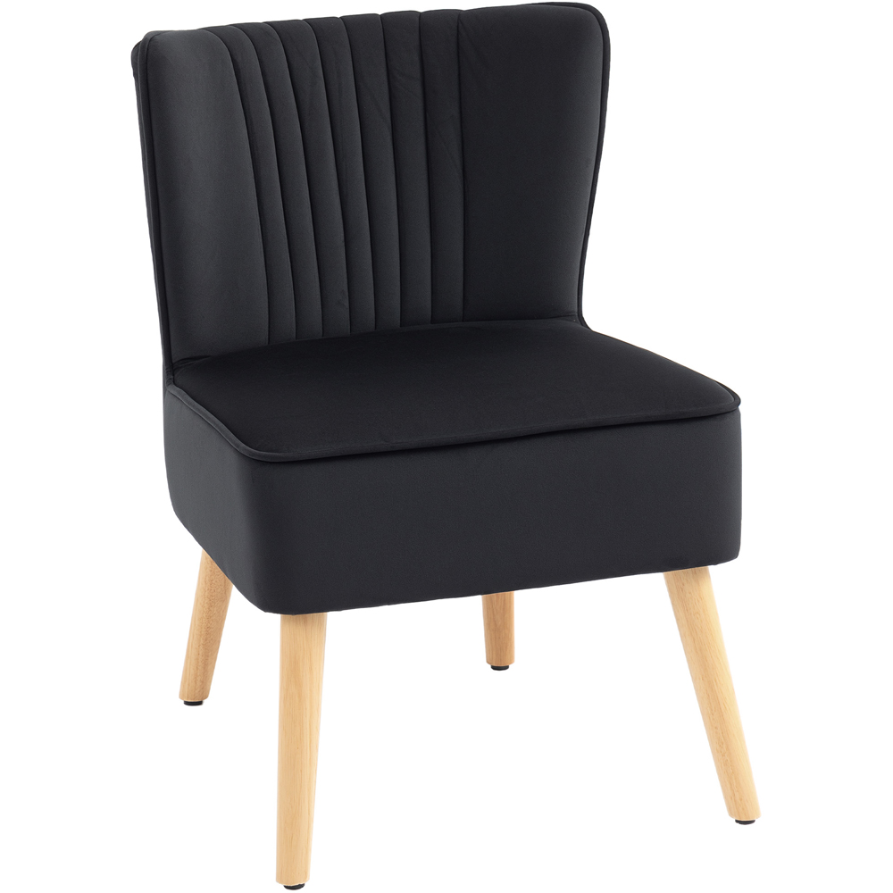 HOMCOM Black Velvet Occasional Tub Accent Chair Image 2