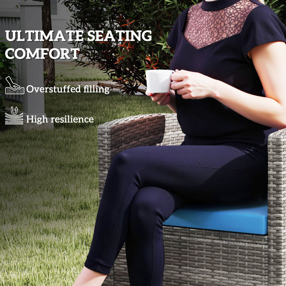 Outsunny Sky Blue Rattan Garden Lounge Replacement Cushion Pad Set 3 Pack Image 5