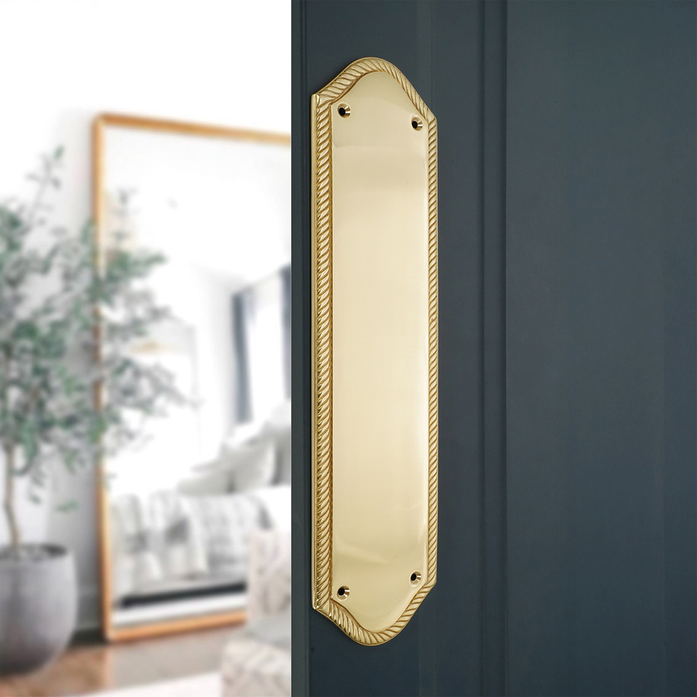 Spira Brass Georgian Half-Round Polished Brass Finger Plush Plate 300mm Image 2
