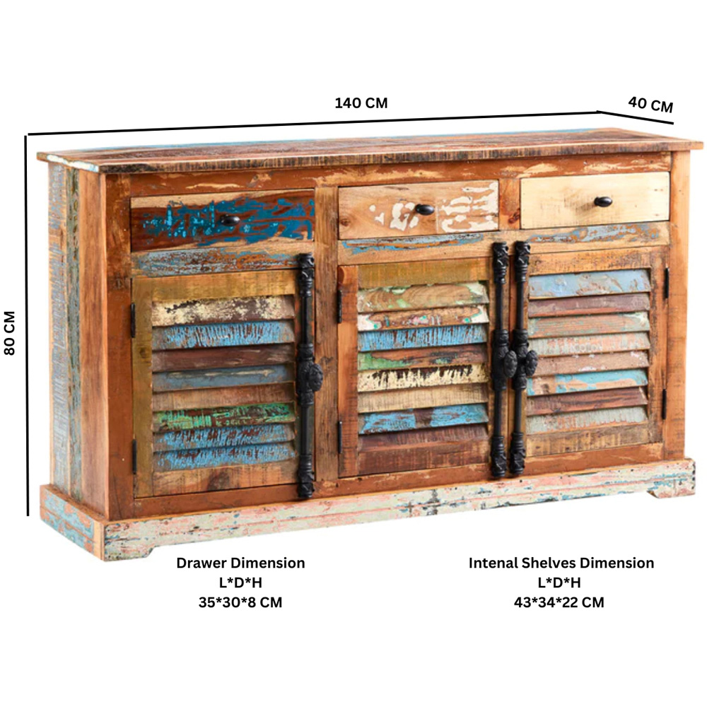 Brooklyn Camea 3 Door 3 Drawer Wooden Sideboard Image 7