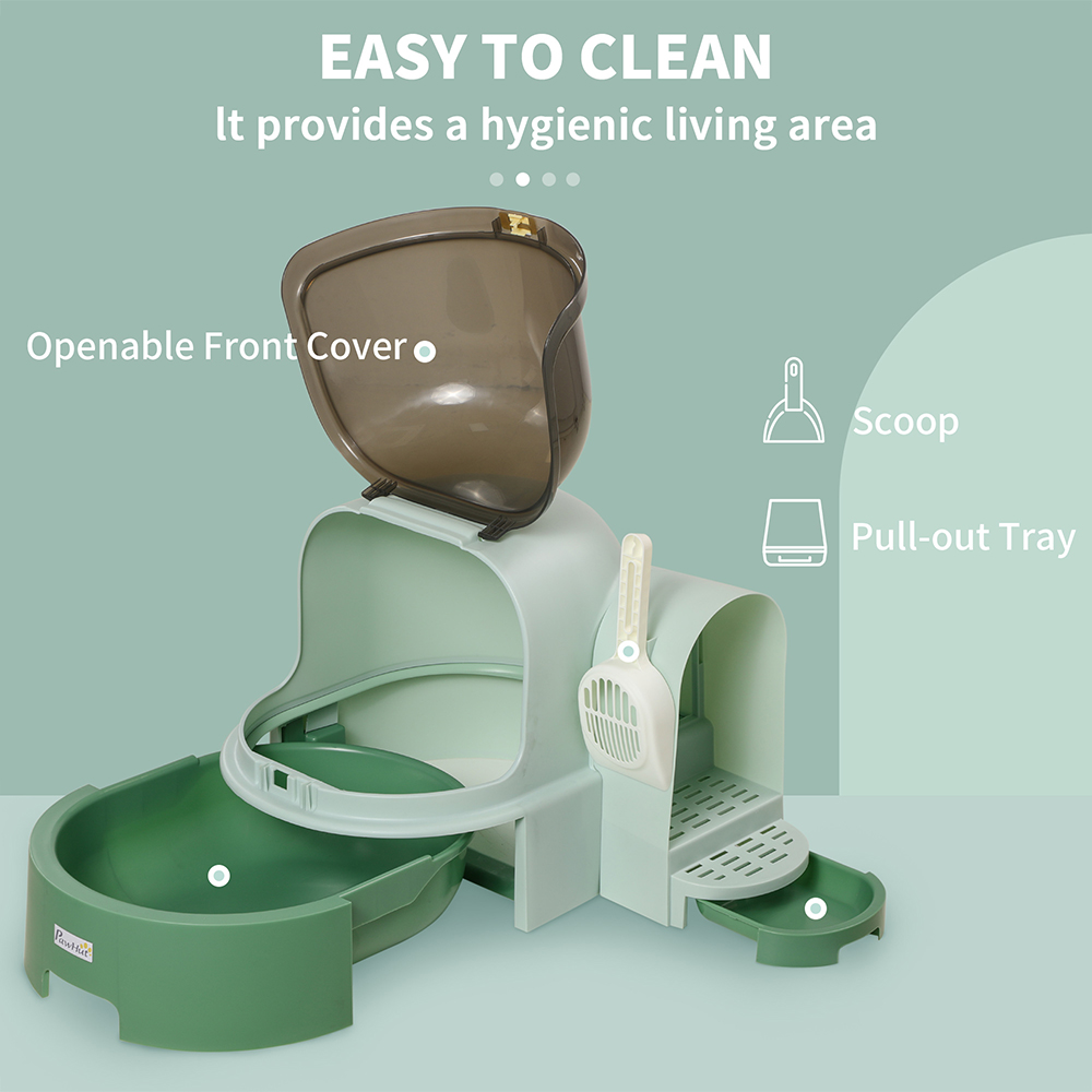 PawHut Green 2 in 1 Cat Litter Box 42 x 52 x 60cm Image 5