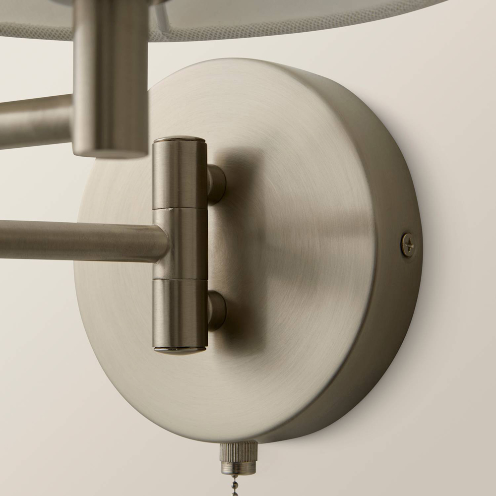 ValueLights Sonia Tapered Shade Brushed Chrome Adjustable Swing Arm Wall Light with Bulb Image 4