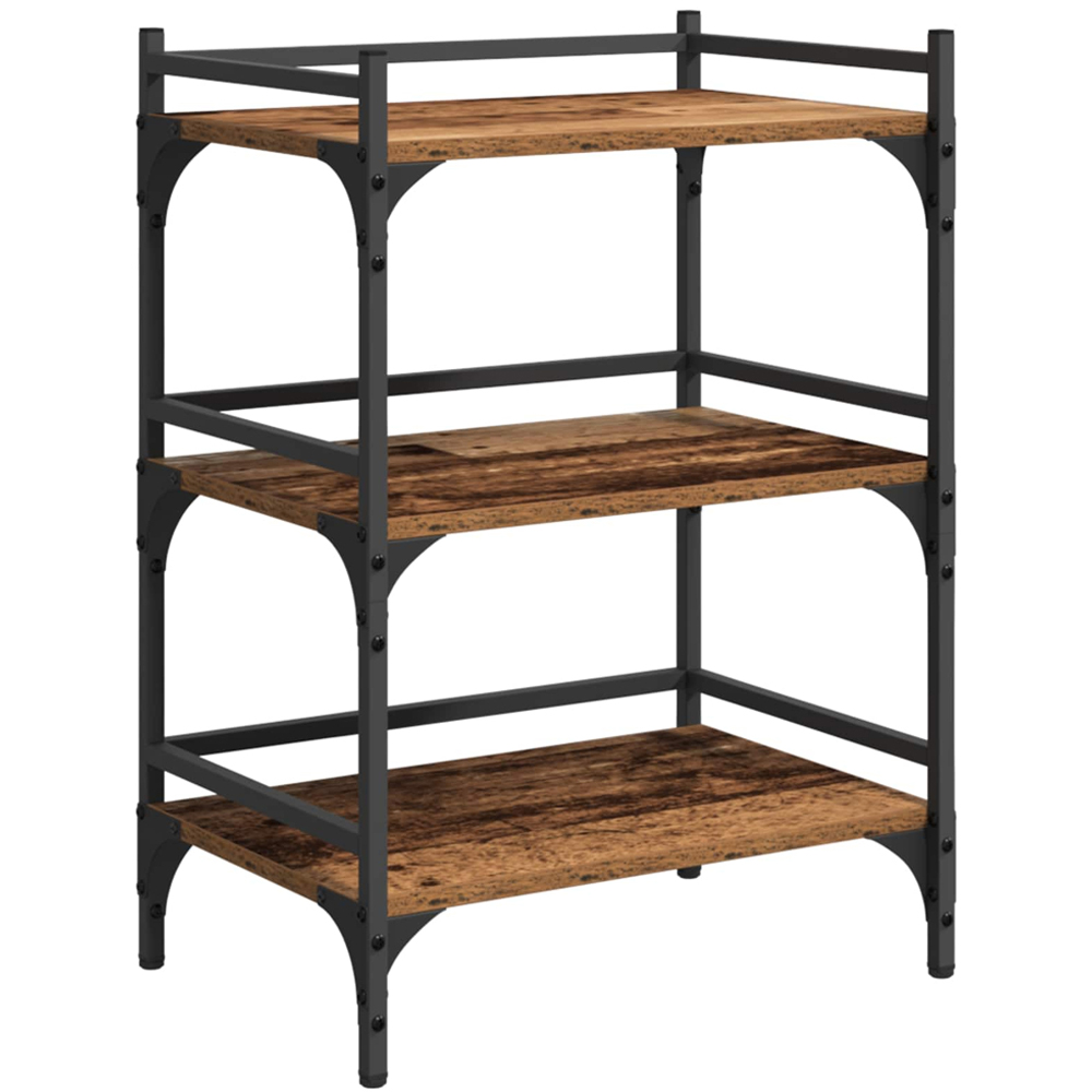 vidaXL 3 Shelf Old Wood Kitchen Trolley Image 5