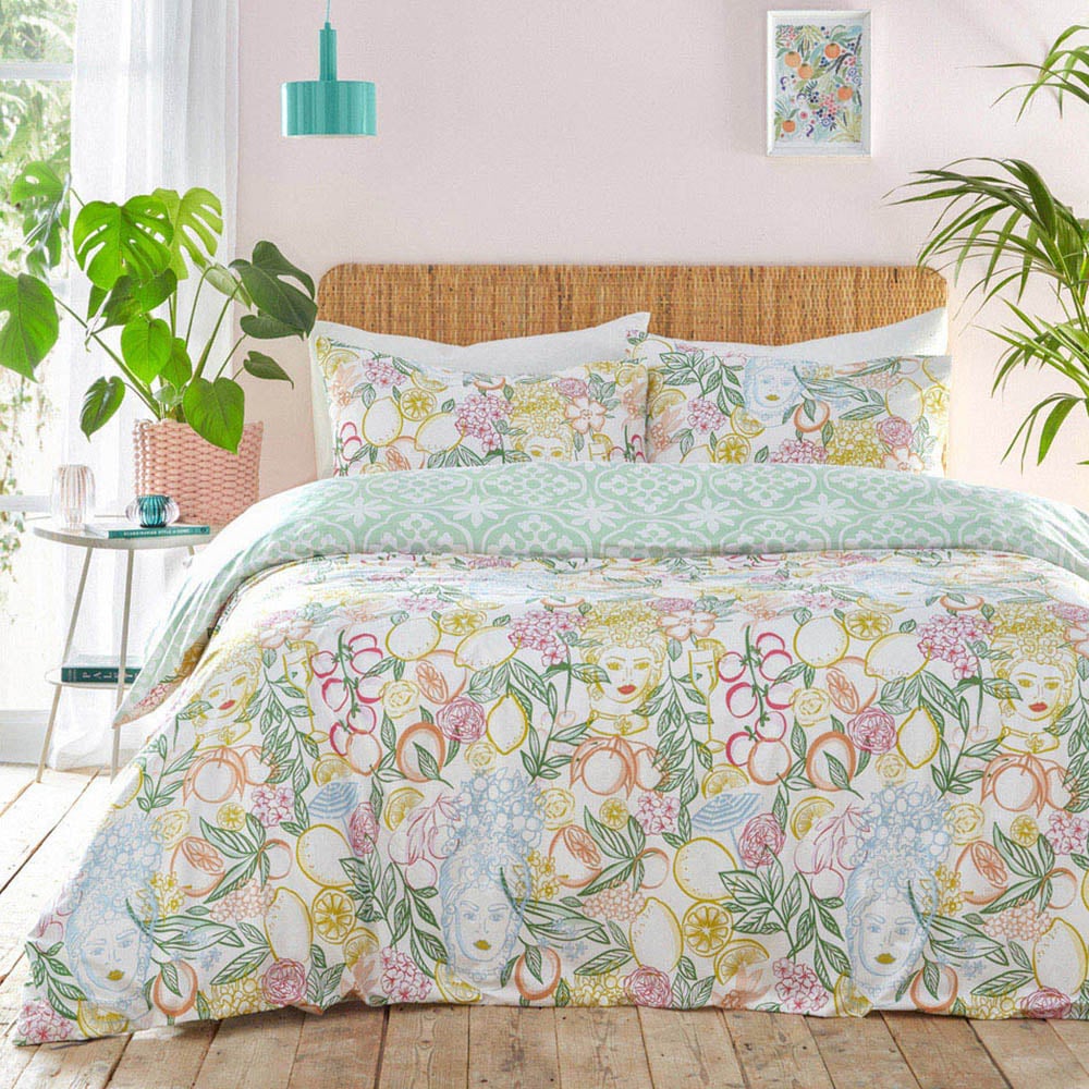 furn. Taormina Super King Size Multi Floral Duvet Cover Set Image 1