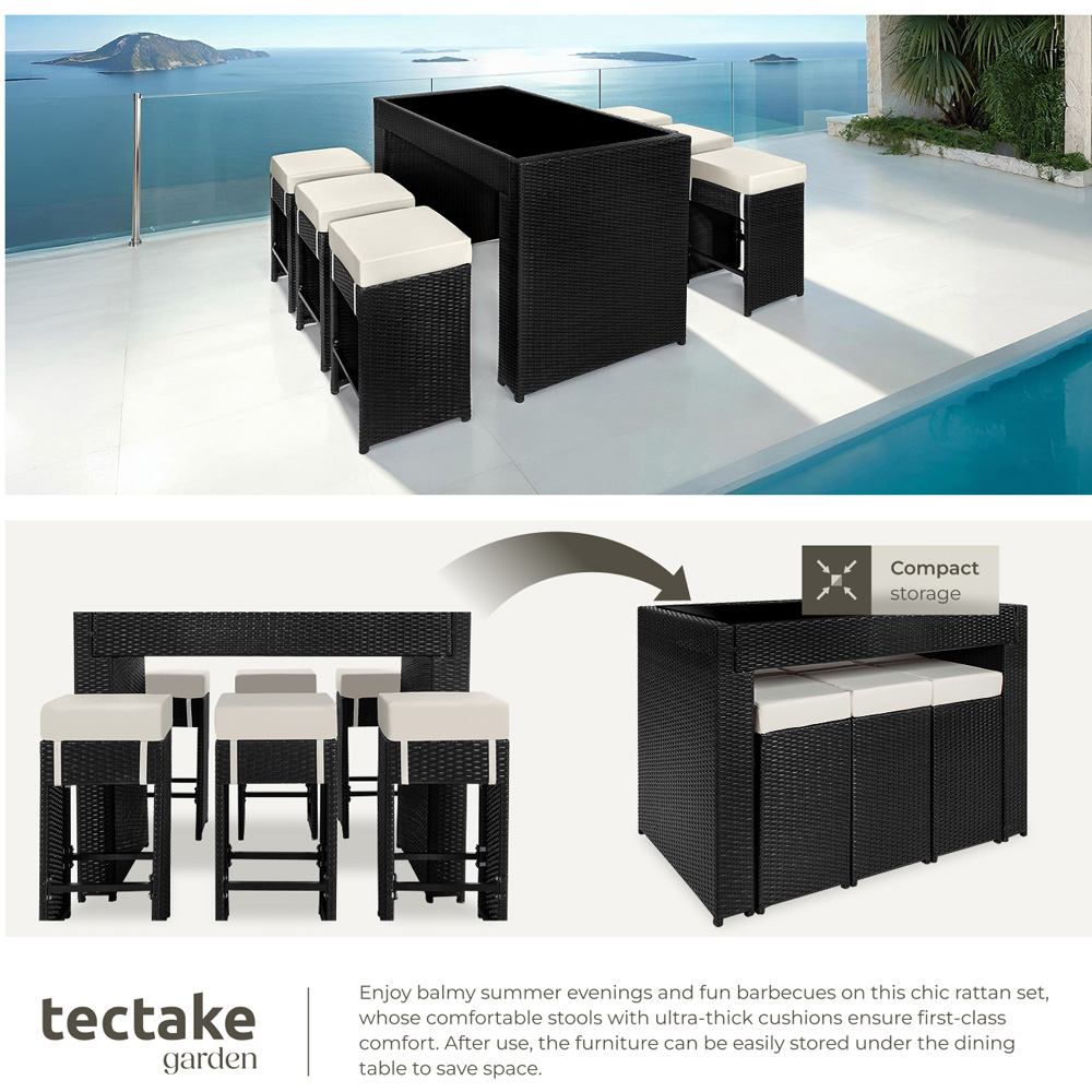 tectake Ibiza Black Garden 6 Seater Table and Chairs with Cover Image 5