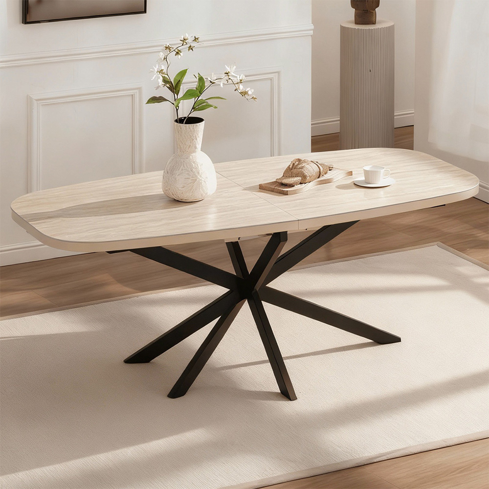 Home Source Axal 6 Seater 180-220cm Extendable Oval Dining Table Oak Effect Image 3