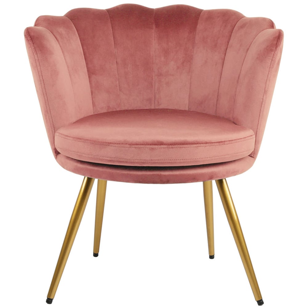 Flora Dark Pink Velvet Scalloped Back Accent Chair Image 3