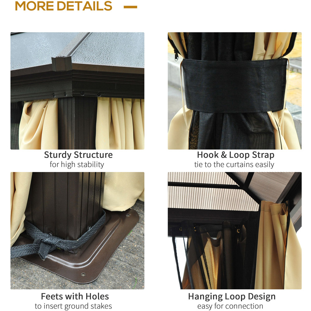 Outsunny 4.2 x 3.6cm Black Hardtop Gazebo with Curtains Image 6