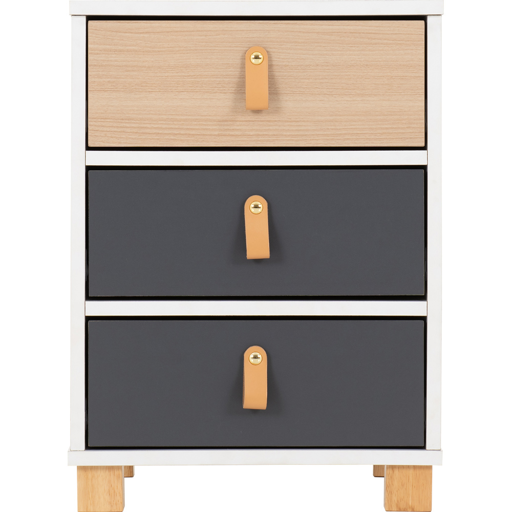 Seconique Brooklyn 3 Drawers Grey Oak Effect Bedside Table Image 4