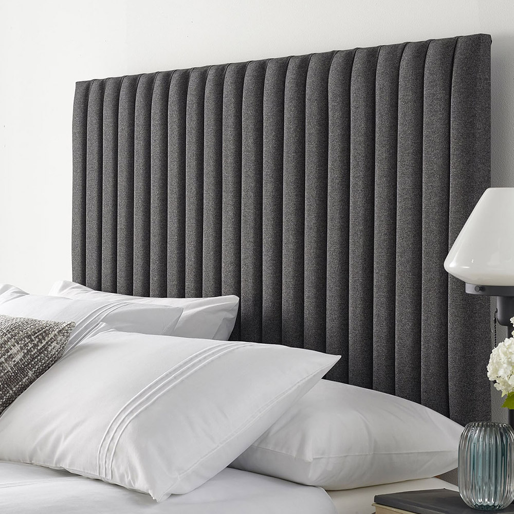 Aspire Furniture Catherine Lansfield Soho Small Double Charcoal Saxon Twill Headboard Image 1