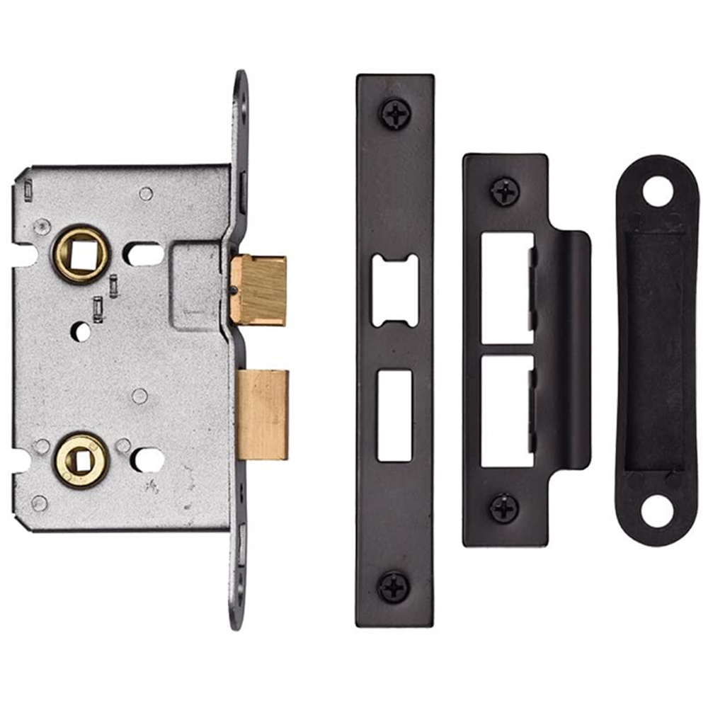 Golden Grace Matt Black Victorian Epsom Bathroom Door Handle Pair 170 x 40mm Image 3