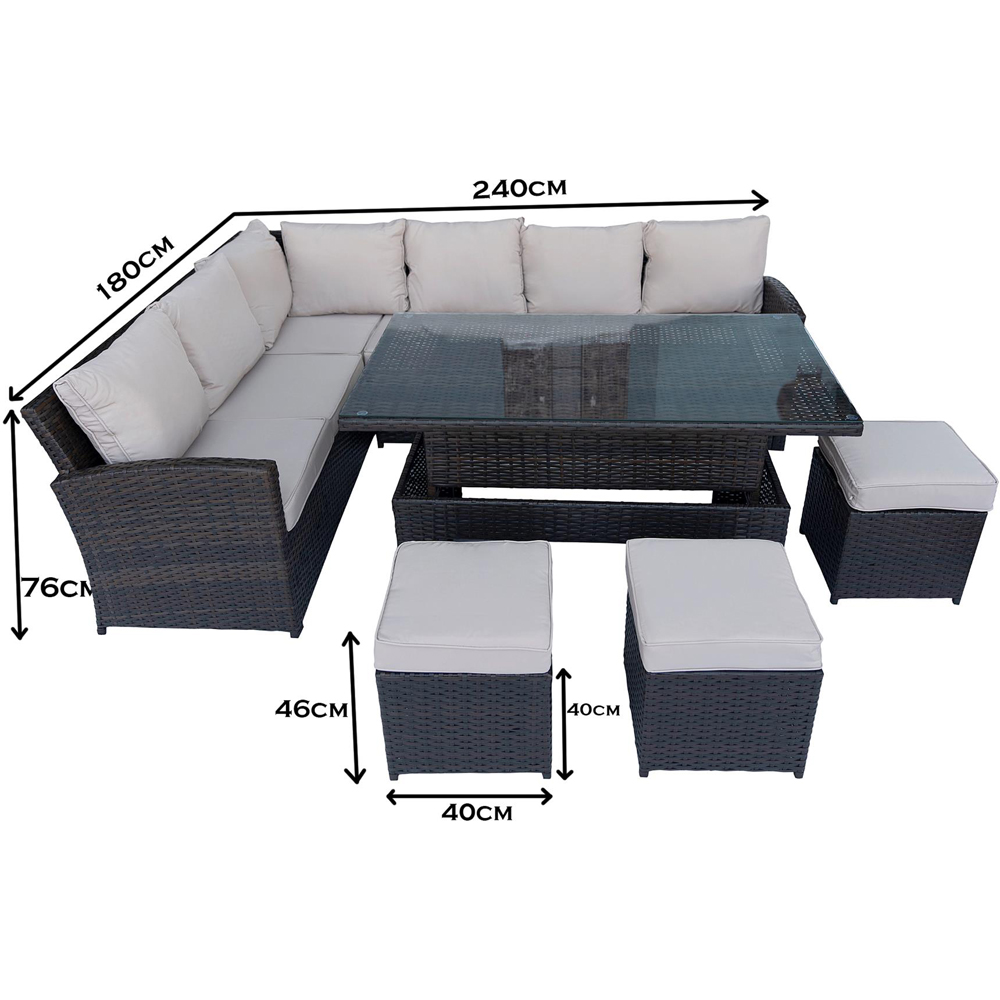 Shatchi Deluxe 9 Seater Steel Garden Sofa Set with Adjustable Table Image 8