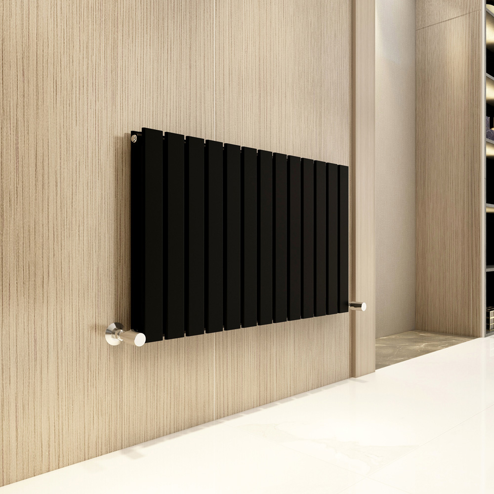 Black 5996 BTU Double Flat Panel Vertical Column Radiator 600 x 884mm Image 2