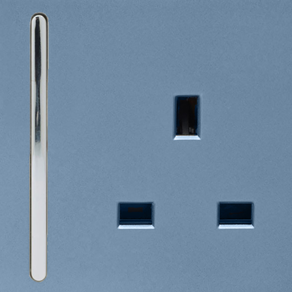 Trendi Switch 2 Gang 13amp Sky Blue Long Switched Plug Socket Image 3