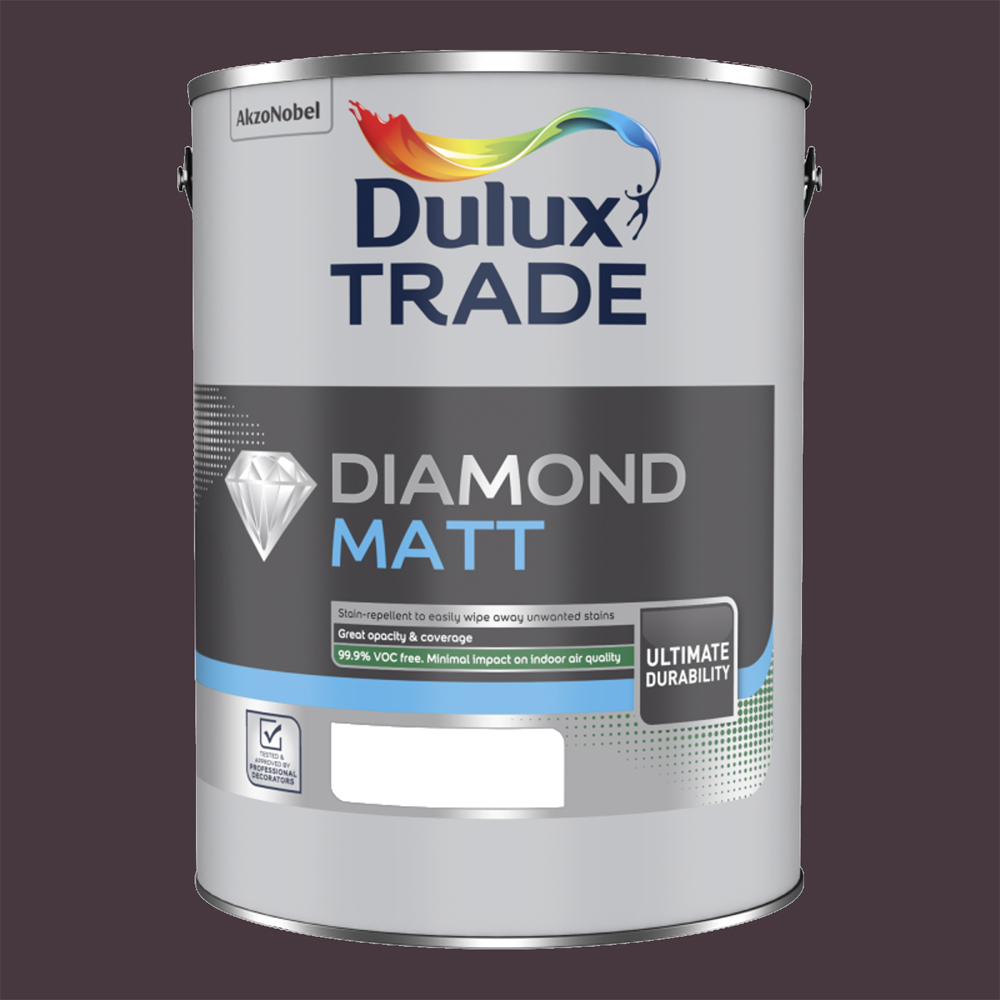 Dulux Trade Decadent Damson Walls and Ceilings Diamond Matt Paint 5L Image 2