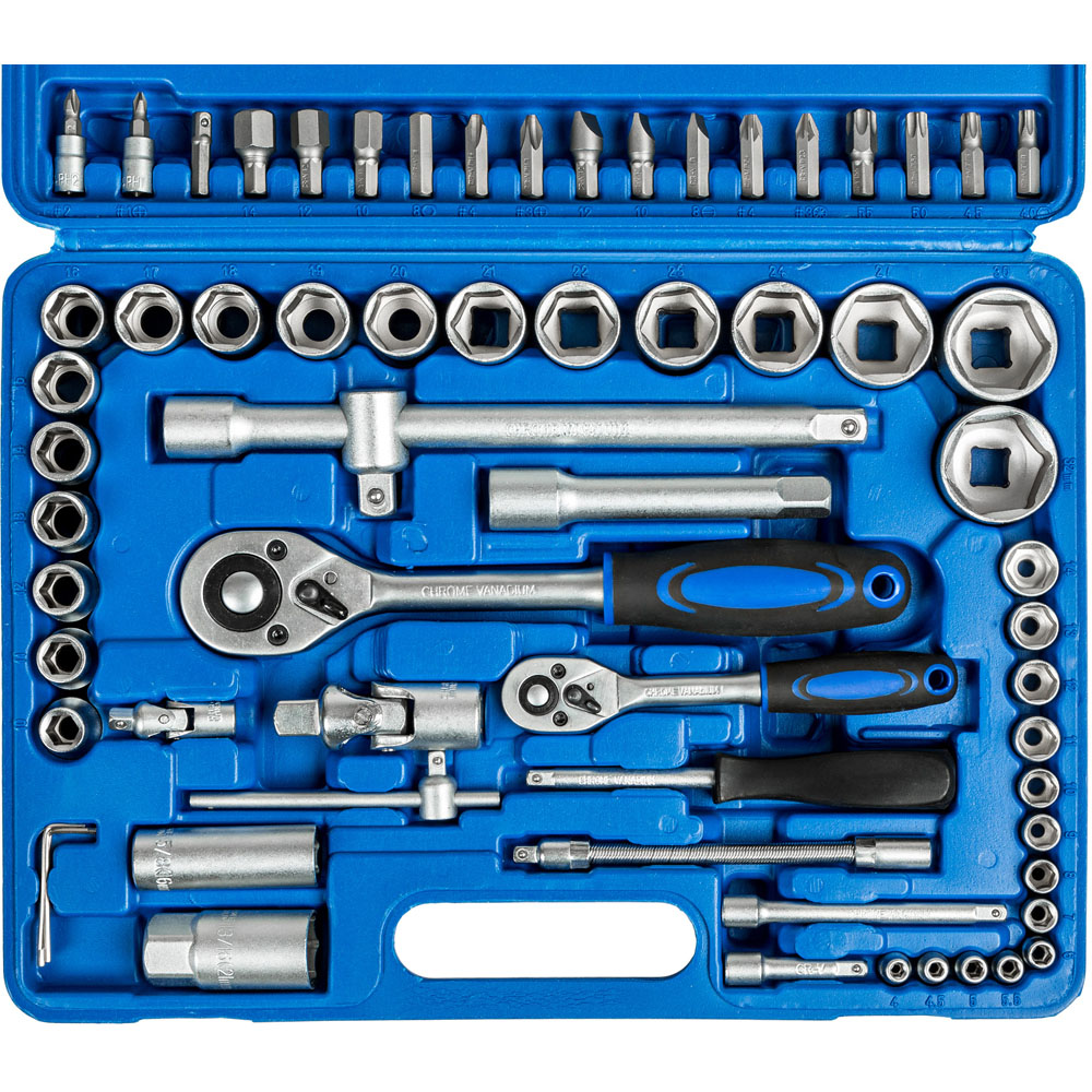 tectake 94 Piece Ratchet and Socket Set in Plastic Case Image 6