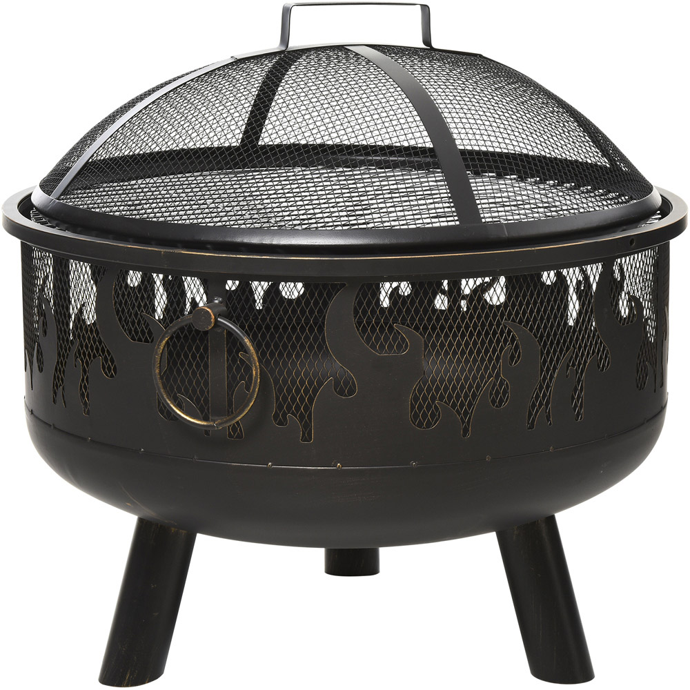 Outsunny Fire Pit with BBQ Steel Grate Image 1