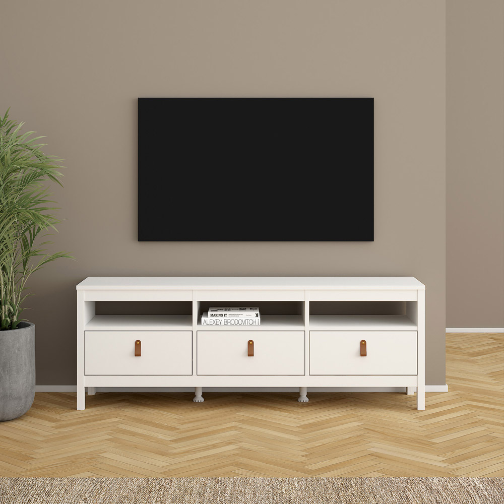 Florence Barcelona 3 Drawer 3 Shelf White TV Unit Image 5