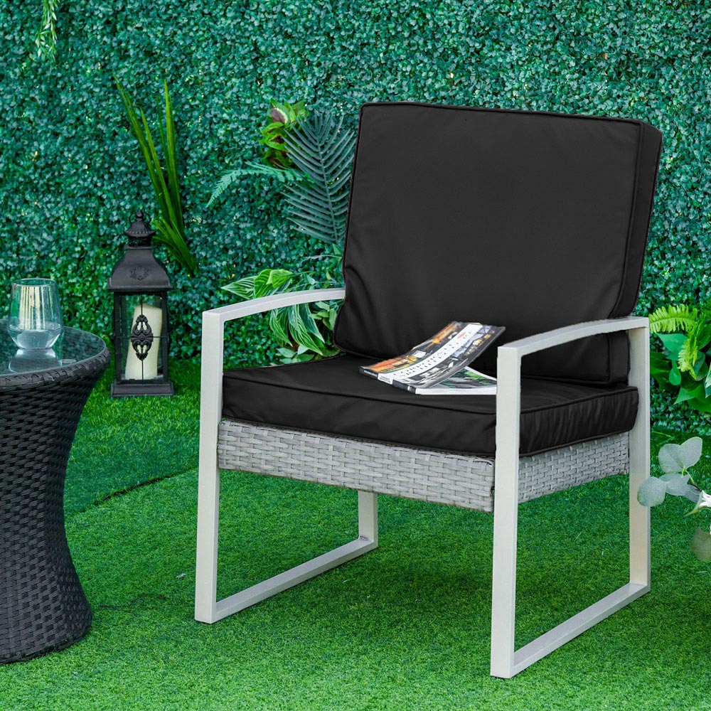 Outsunny Black Rattan Sofa Chair Seat and Back Cushion Set Image 2