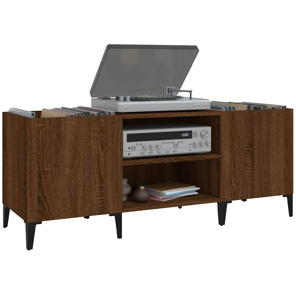 vidaXL 2 Shelf Brown Oak Record Cabinet Image 4