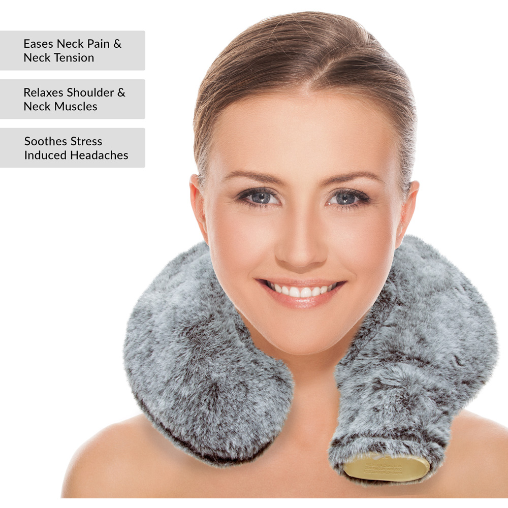 Bauer Professional Dark Grey Soft Faux Fur Fleece Neck and Shoulder Hot Water Bottle Image 7