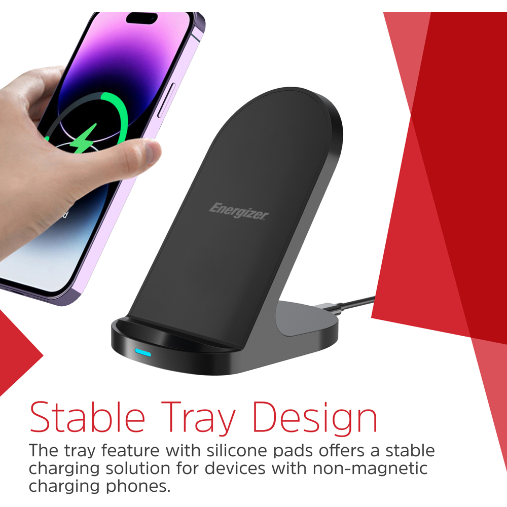Energizer WCP108 Black QI Wireless Charging Stand 15W Image 6