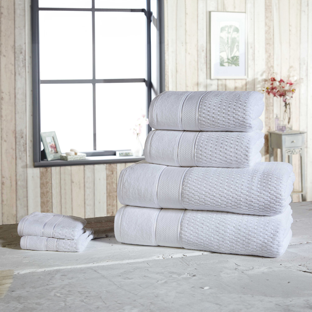 Rapport Home Royal White Velvet Woven Cotton Face Cloth Image 2