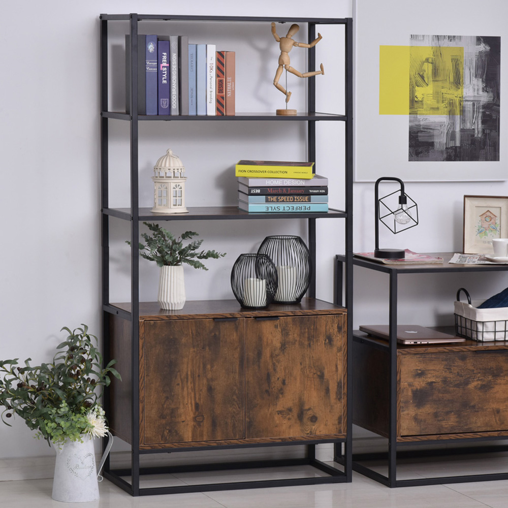 Portland 2 Door Rustic Brown Storage Cabinet Image 1