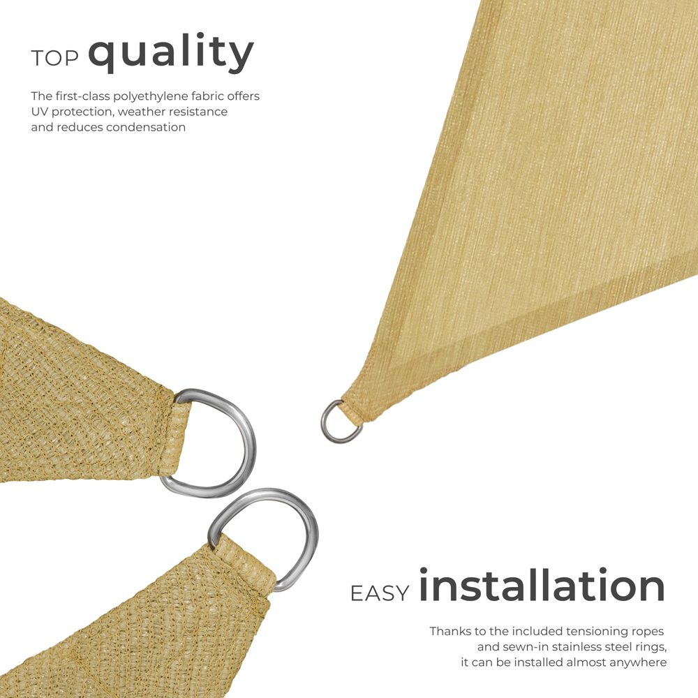 tectake Beige UV 50+ Triangular Shade Sail 400cm Image 3